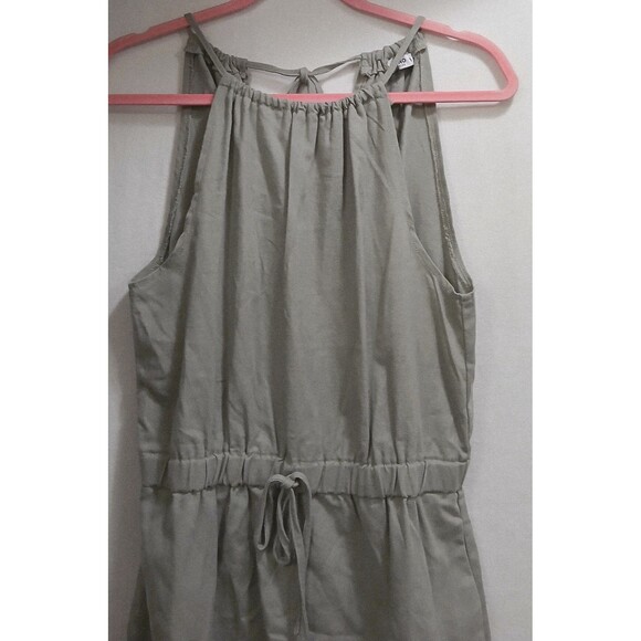 CI SONO Romper Linen Blend Halter Sleeveless Sage Green Medium Pockets LNC! - Picture 2 of 7